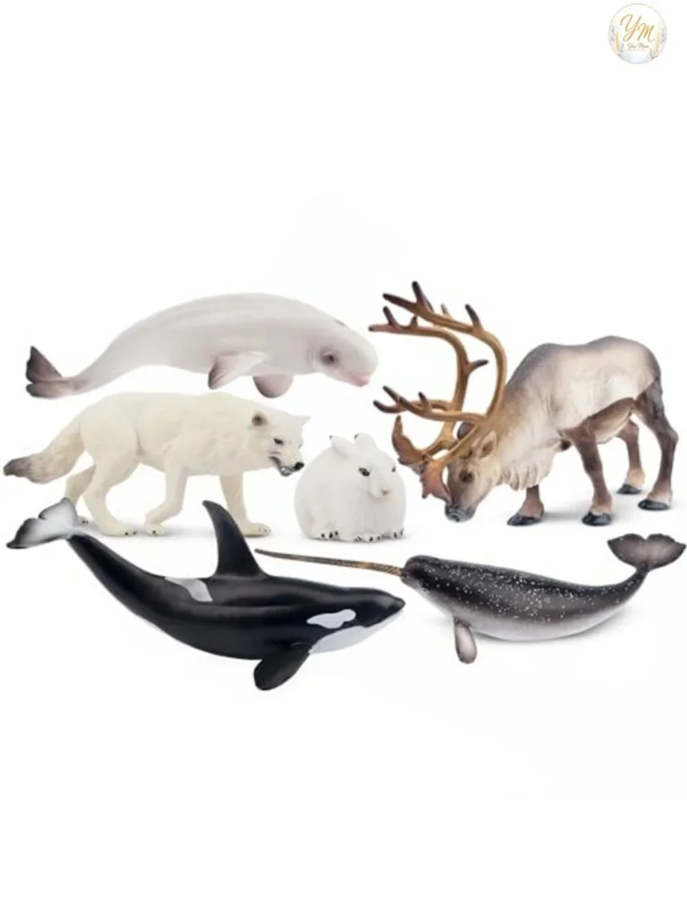 12PCS Large Polar Animals Figurines, Plastic Arctic Animal Toy Set for Kids,